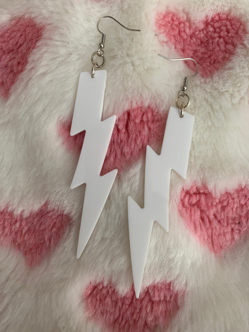 Medium White Bolt Earrings